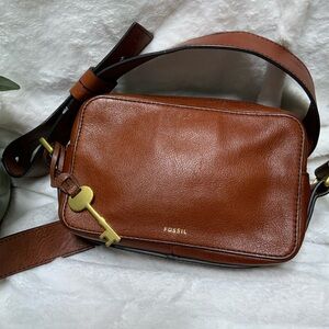 Fossil Tan Leather Shoulder Bag